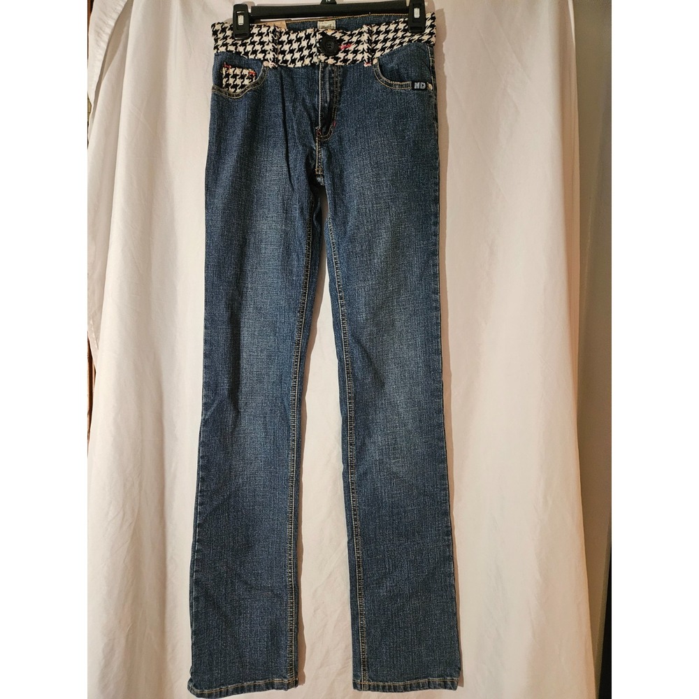 Vintage Stuff by Hilary Duff Girls Y2K houndstooth trim Straight Leg Jeans